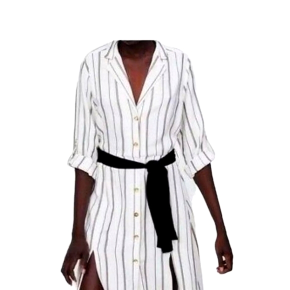 Zara Striped belted shirt dress - Picture 1 of 3